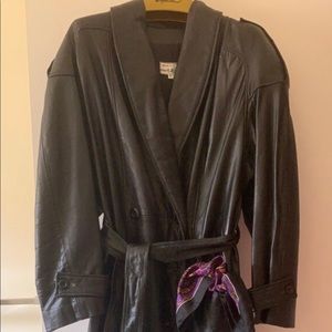 Black Leather Trench Coat REAL!!